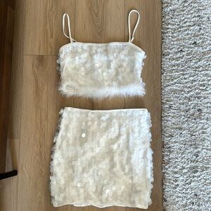 Lulu's Illuminated Icon White Paillette Sequin Two-Piece Dress